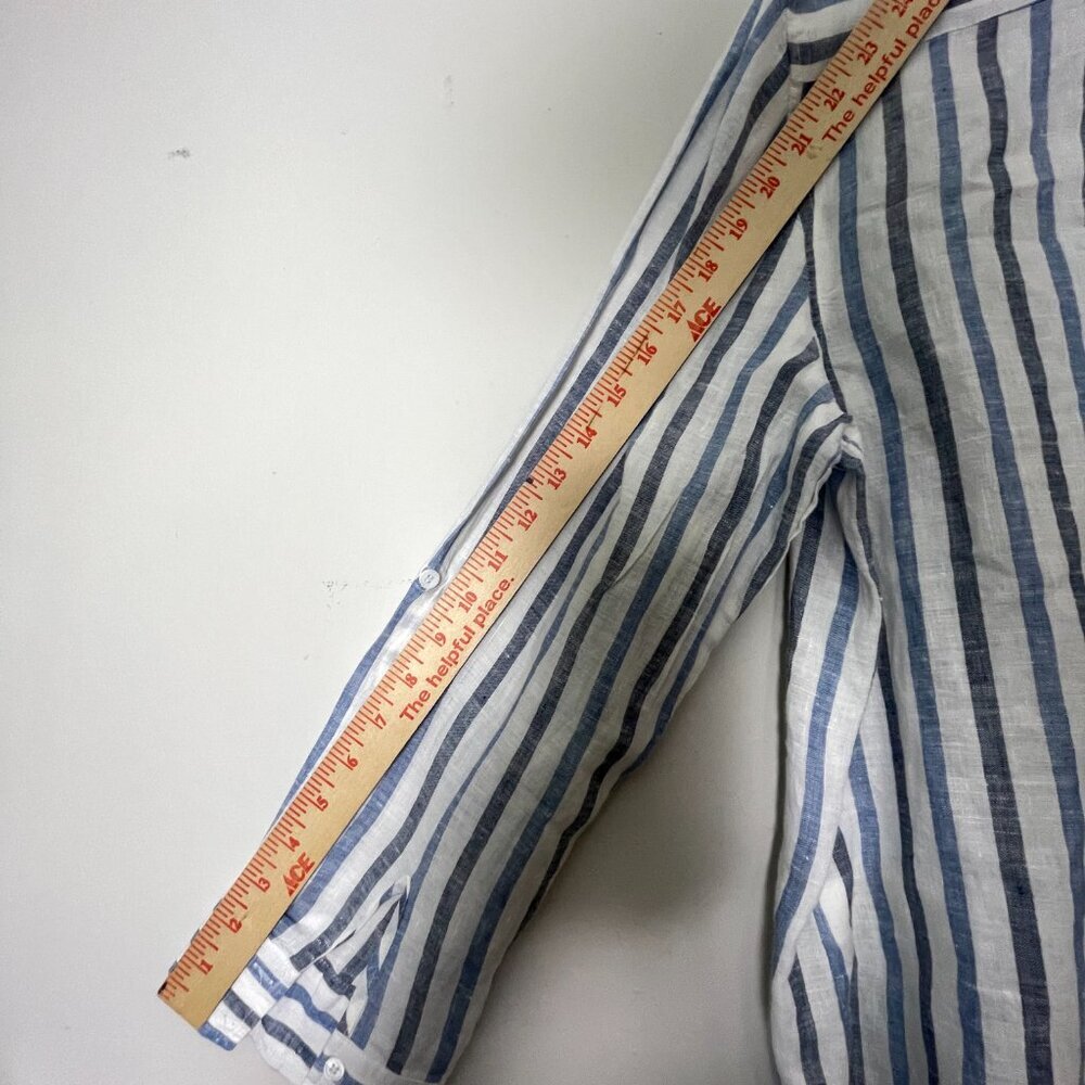 TWO by Vince Camuto Shirt Women's XL Blue Button Down Stripes Beach Boho Minimal - Picture 7 of 11